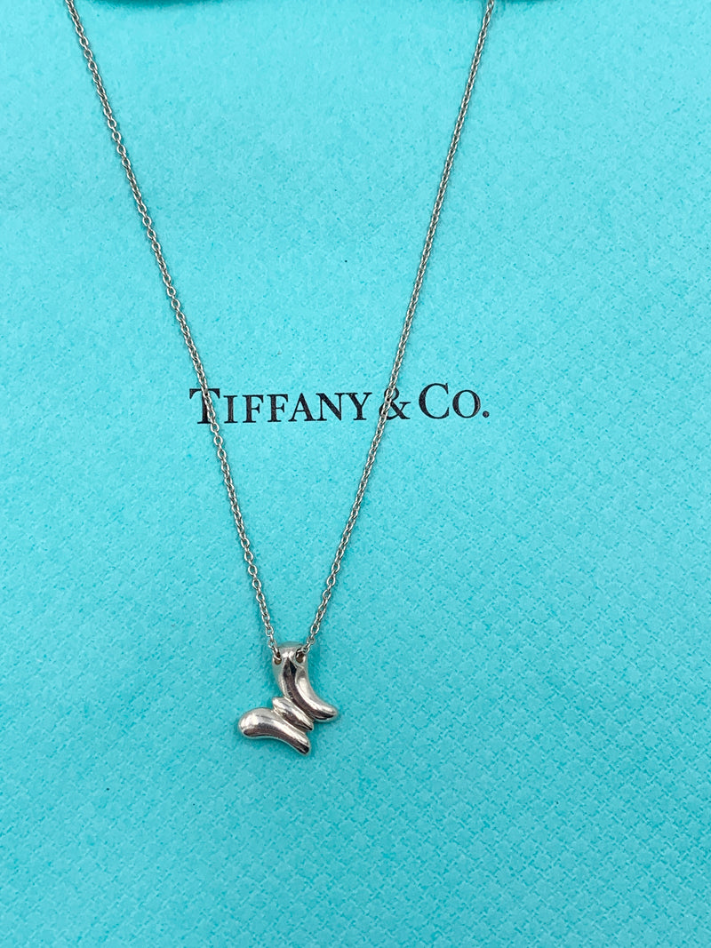 Tiffany 
Co 925 Silver Elsa Peretti Butterfly Pendant Necklace