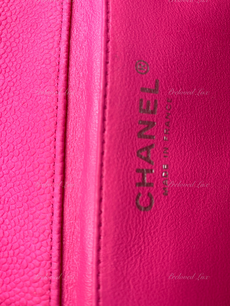 Sold-CHANEL Classic Quilted Flap Pink Caviar Shoulder Bag/Clutch with Chain Strap