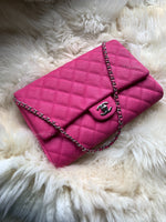 Sold-CHANEL Classic Quilted Flap Pink Caviar Shoulder Bag/Clutch with Chain Strap