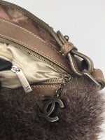 Sold-CHANEL Outdoor Ligne Hobo Fur with Leather Medium grey/brown