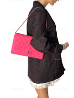 Sold-CHANEL Classic Quilted Flap Pink Caviar Shoulder Bag/Clutch with Chain Strap