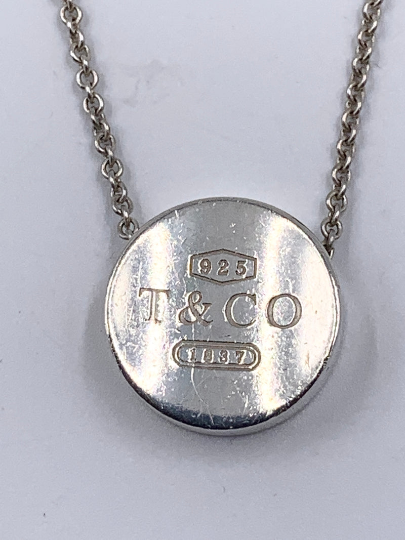 Tiffany 
Co 925 Silver 1837 Concave Circle Plate Pendant Necklace