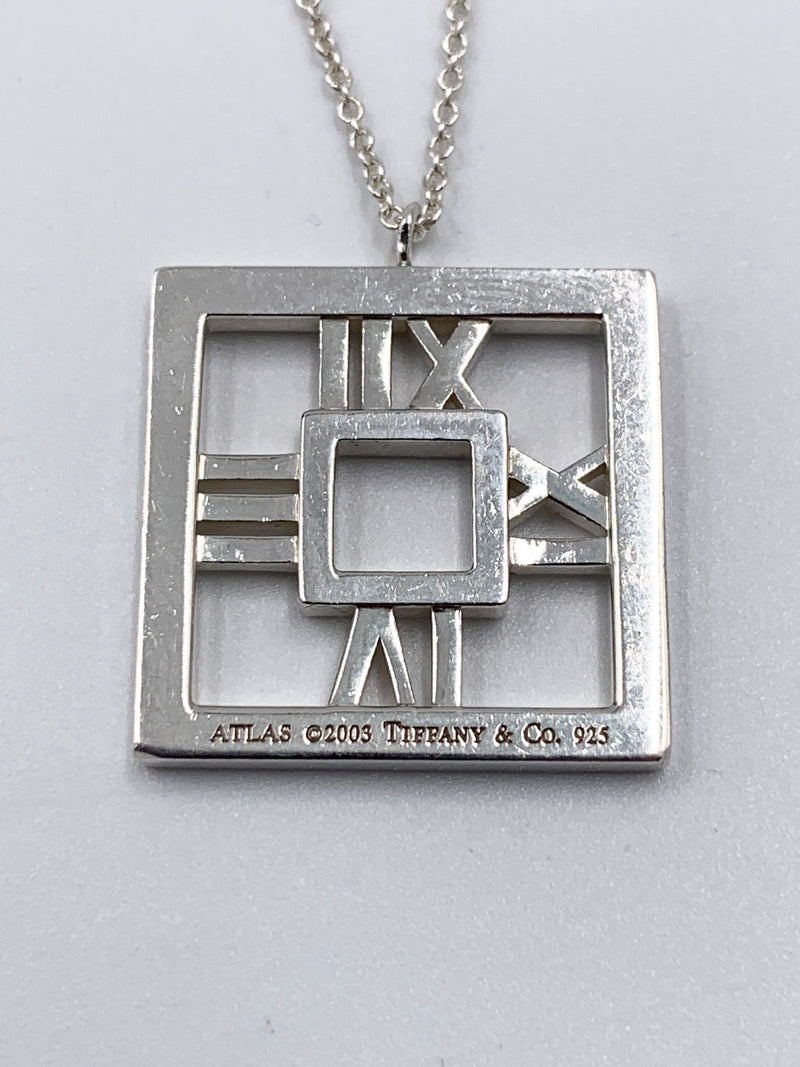 Tiffany 
Co 925 Silver Atlas Collection Square Pendant Necklace