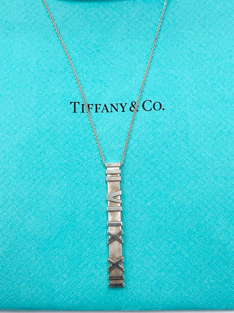 Tiffany 
Co 925 Silver Atlas Collection Bar with Necklace