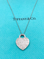 Tiffany 
Co 925 Silver 727 Fifth Ave Address Heart Tag Pendant Necklace