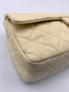 CHANEL Beige Calfskin Double Flap Shoulder Bag Silver Hardware