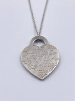 Tiffany 
Co 925 Silver 727 Fifth Ave Address Heart Tag Pendant Necklace