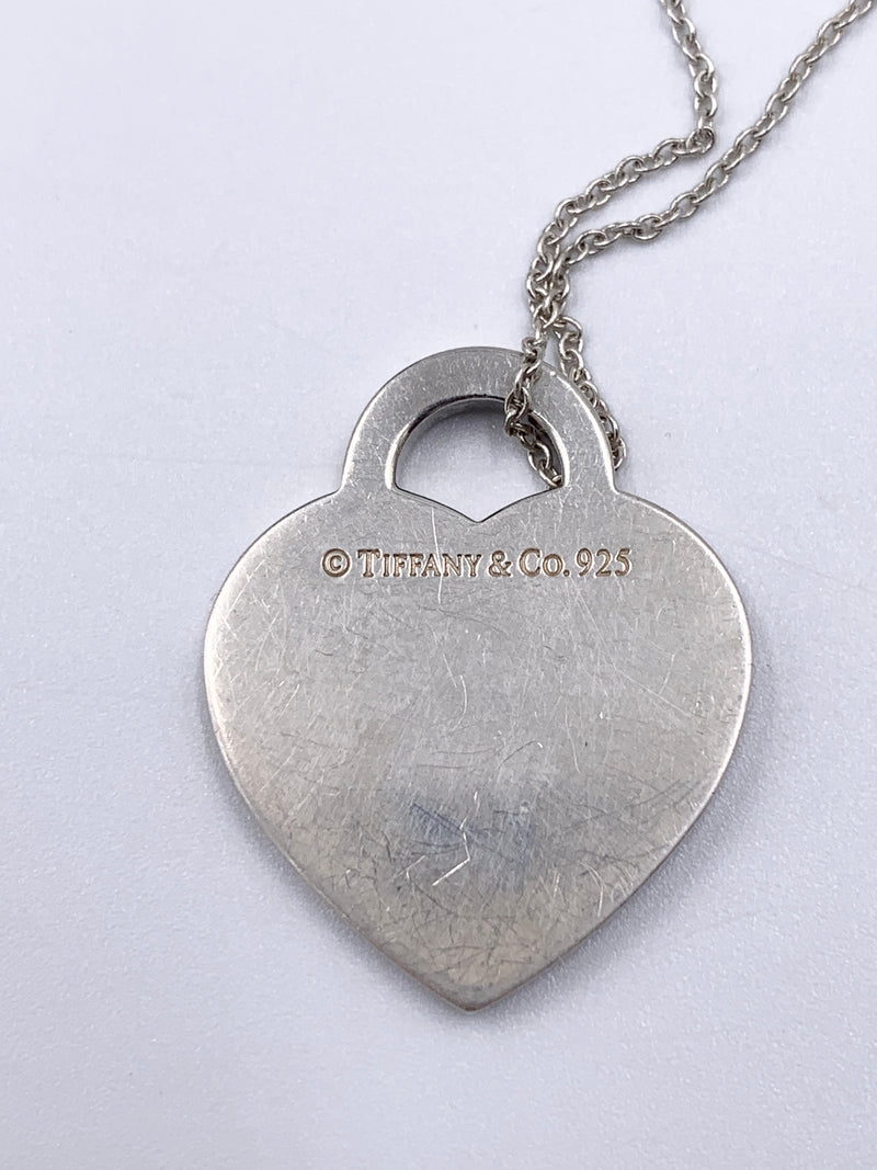 Tiffany 
Co 925 Silver 727 Fifth Ave Address Heart Tag Pendant Necklace