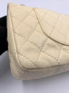 CHANEL Beige Calfskin Double Flap Shoulder Bag Silver Hardware