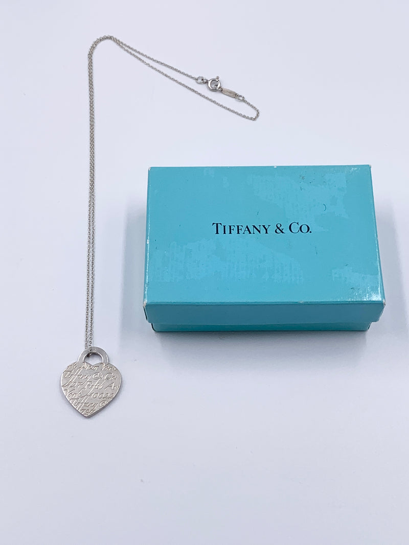 Tiffany 
Co 925 Silver 727 Fifth Ave Address Heart Tag Pendant Necklace