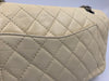 CHANEL Beige Calfskin Double Flap Shoulder Bag Silver Hardware