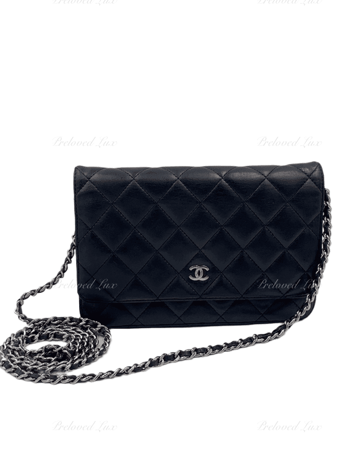 Sold-CHANEL Lambskin Wallet-on-the-chain WOC Crossbody Flap Bag - Black