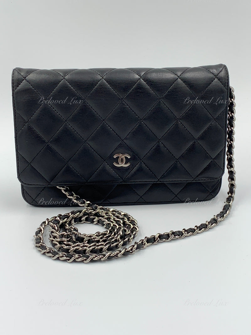 Sold-CHANEL Lambskin Wallet-on-the-chain WOC Crossbody Flap Bag - Black