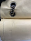 CHANEL Beige Calfskin Double Flap Shoulder Bag Silver Hardware