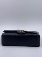 Sold-CHANEL Lambskin Double Chain Double Medium Flap Bag black/gold