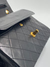 Sold-CHANEL Lambskin Double Chain Double Medium Flap Bag black/gold