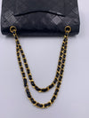 Sold-CHANEL Lambskin Double Chain Double Medium Flap Bag black/gold