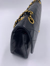 Sold-CHANEL Lambskin Double Chain Double Medium Flap Bag black/gold