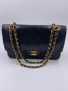 Sold-CHANEL Lambskin Double Chain Double Medium Flap Bag black/gold