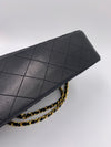 Sold-CHANEL Lambskin Double Chain Double Medium Flap Bag black/gold