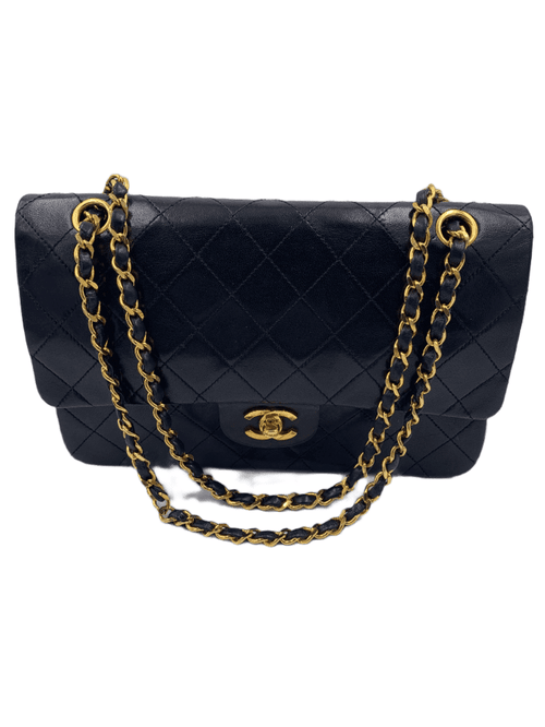 Chanel Classic Medium Flap shoulder bag gold hardware black vintage