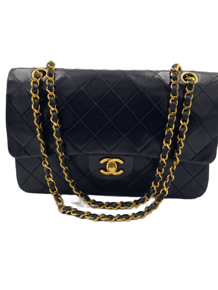 Chanel Classic Medium Flap shoulder bag gold hardware black vintage