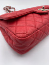 CHANEL Caviar Red Double Flap Shoulder Bag Silver Hardware