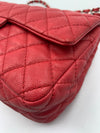 CHANEL Caviar Red Double Flap Shoulder Bag Silver Hardware