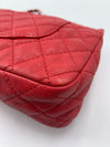 CHANEL Caviar Red Double Flap Shoulder Bag Silver Hardware