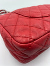 CHANEL Caviar Red Double Flap Shoulder Bag Silver Hardware