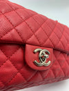 CHANEL Caviar Red Double Flap Shoulder Bag Silver Hardware