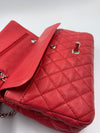 CHANEL Caviar Red Double Flap Shoulder Bag Silver Hardware