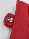 CHANEL Caviar Red Double Flap Shoulder Bag Silver Hardware