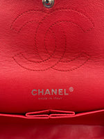 CHANEL Caviar Red Double Flap Shoulder Bag Silver Hardware