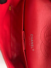 CHANEL Caviar Red Double Flap Shoulder Bag Silver Hardware