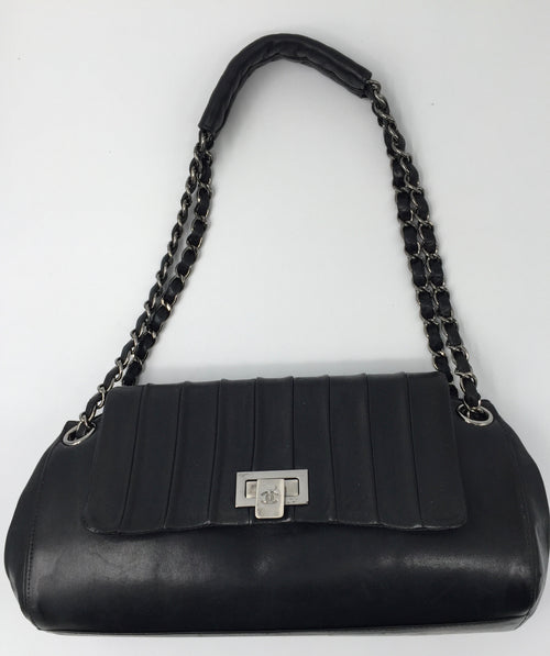 CHANEL East-West Accordion Flap bag black shoulder bag