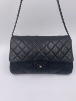 Sold-CHANEL Classic Quilted Flap Black Lambskin Shoulder Bag/Clutch