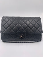 Sold-CHANEL Classic Quilted Flap Black Lambskin Shoulder Bag/Clutch