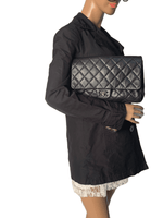 Sold-CHANEL Classic Quilted Flap Black Lambskin Shoulder Bag/Clutch