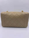 Sold-CHANEL Vintage Lambskin Single Flap Border Tab Small Crossbody Bag Beige/gold hardware