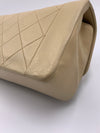 Sold-CHANEL Vintage Lambskin Single Flap Border Tab Small Crossbody Bag Beige/gold hardware