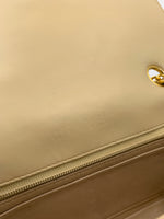 Sold-CHANEL Vintage Lambskin Single Flap Border Tab Small Crossbody Bag Beige/gold hardware