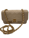 CHANEL Vintage Lambskin Border tab Single Flap Border Tab Small Crossbody Bag Beige gold hardware