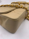 Sold-CHANEL Vintage Lambskin Single Flap Border Tab Small Crossbody Bag Beige/gold hardware