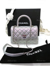 Sold-CHANEL Classic Iridescent Purple Caviar Small Coco Handle Bag in Silver Hardware