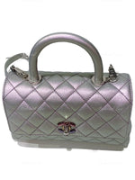 Sold-CHANEL Classic Iridescent Purple Caviar Small Coco Handle Bag in Silver Hardware