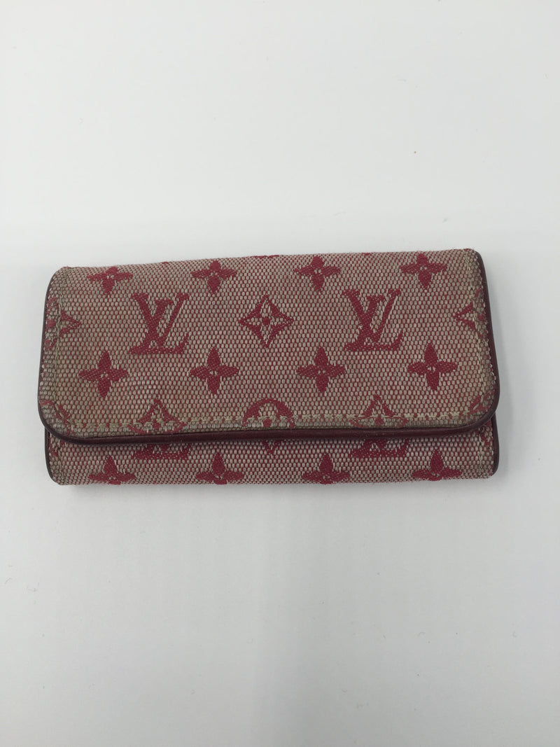 LOUIS VUITTON Monogram Mini Lin Multi-Cles-4 Cherry Red key case key holder