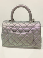 Sold-CHANEL Classic Iridescent Purple Caviar Small Coco Handle Bag in Silver Hardware