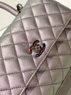 Sold-CHANEL Classic Iridescent Purple Caviar Small Coco Handle Bag in Silver Hardware