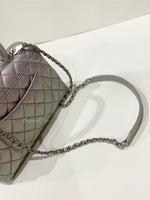 Sold-CHANEL Classic Iridescent Purple Caviar Small Coco Handle Bag in Silver Hardware